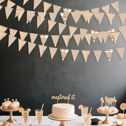 30Ft Champagne Gold Party Decorations Triangle Pennant Banner Gold Hanging - Image 3