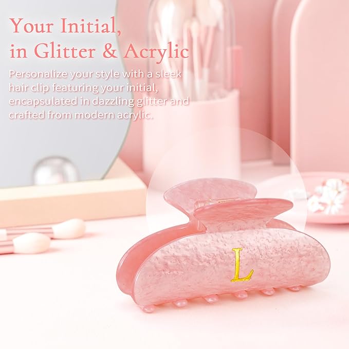 Birthday Gifts for Teens Girls - Initial Letter Hair Clips | Personalized Gifts | Personalized Hair Claws | Birthday Gifts for Women | Christmas Gifts for Teens Girls Stocking Stuffers - Pink,L