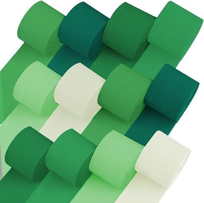 12 Green & White Crepe Paper Streamers, 984ft Pack of Party Decorations | Each by CaptainD%C3%A9cor