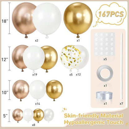 White and Gold Balloon Garland Arch Kit - Image 2