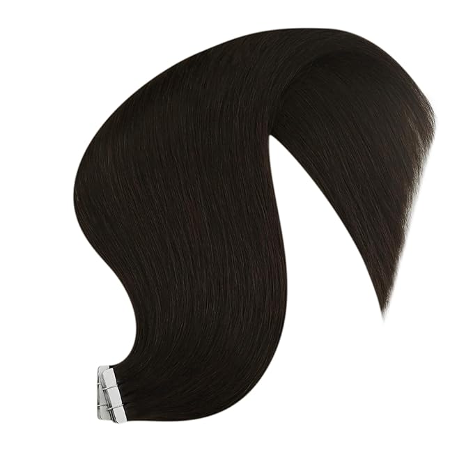 YoungSee 28 Inch Tape in Hair Extensions Real Human Hair Brown 20pcs 50g Invisible Tape in Extensions Human Hair Dark Brown Tapes on Remy Hair Extension for Long Straight Hair