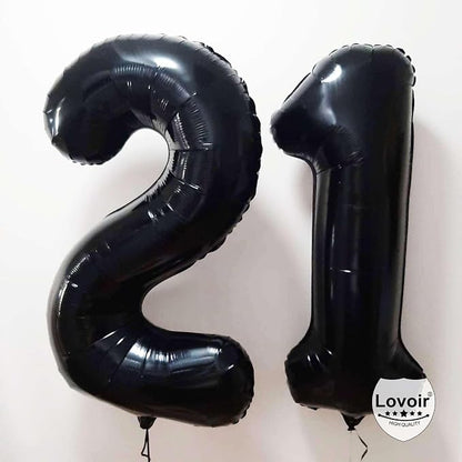 Black 21 Number Balloons, 40 Inch Giant Number 21 Balloons Foil Mylar Helium - Image 9