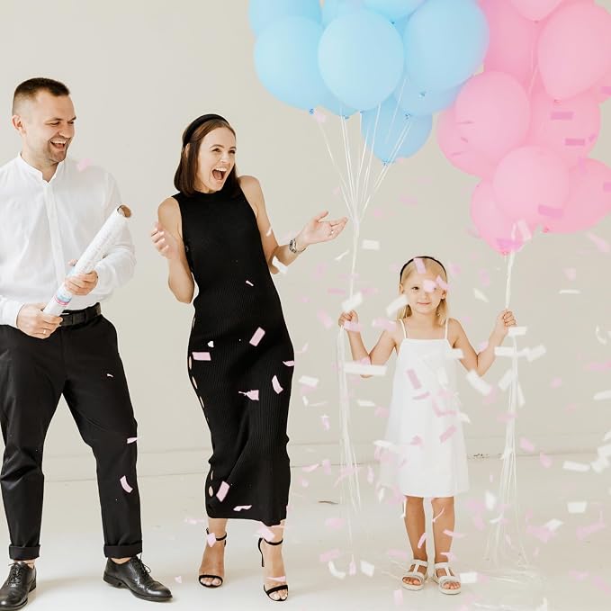 Pink and Blue Balloons 100 Pack 12 inch Pastel Pink Blue White Latex Party - Image 6