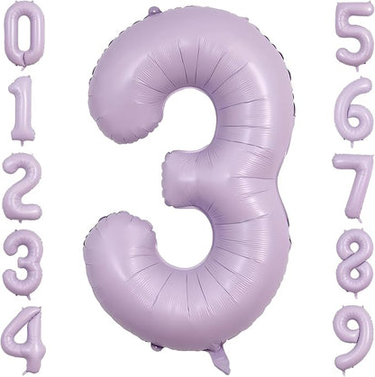 40" Pastel Purple Foil Number 3 Balloon by TNCDJKPA