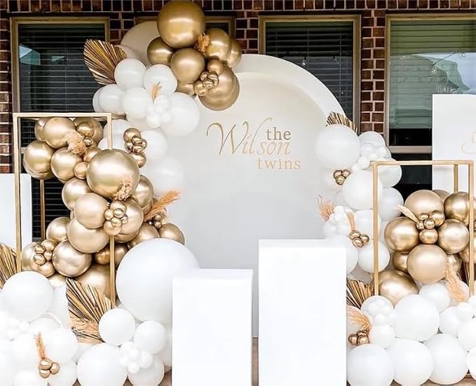 143 Pack Gold White Champagne and Pearl Balloons Garland & Arch Kit-Small and - Image 5