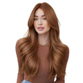 Moresoo Copper Brown Clip in Extensions Real Human Hair Long Copper Brown Hair Extensions Clip ins Straight Can Be Curled for Women Full Head 120g/7pcs 22inch