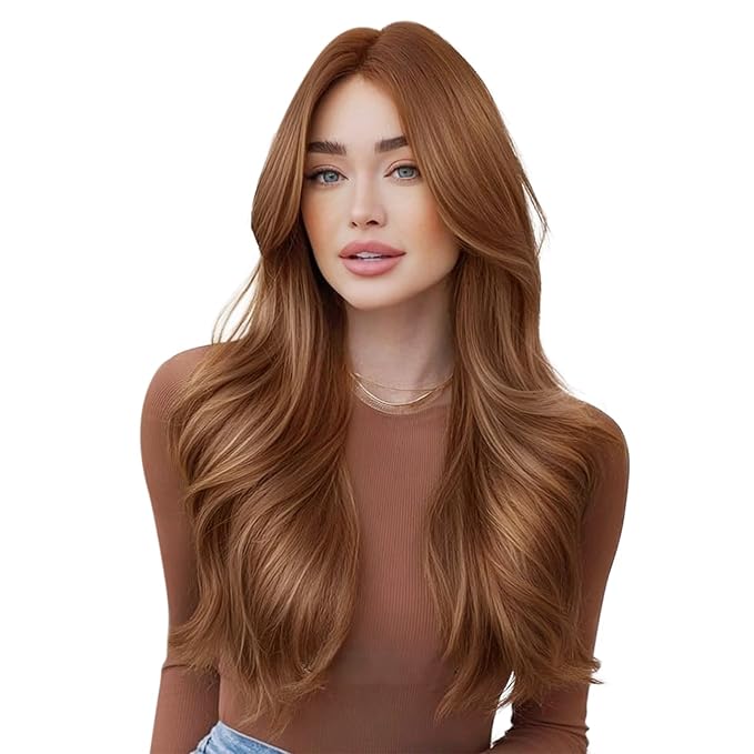 Moresoo Copper Hair Extensions Clip ins Real Human Hair Copper Brown Clip in Hair Extensions Long Straight Can Be Curled for Women Full Head 120g/7pcs 18inch
