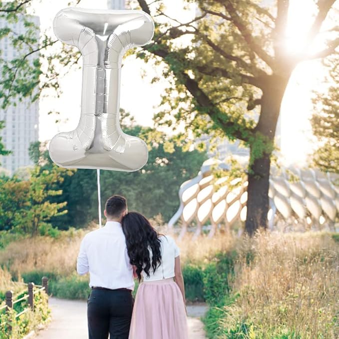 TONIFUL 40 Inch Large Silver Letter I Foil Balloons Alphabet Balloons | Giant - Image 4