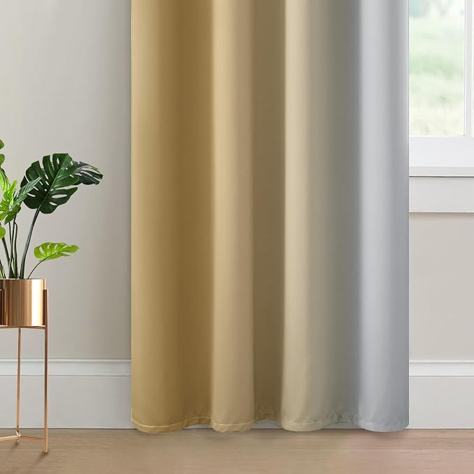 Yakamok Ombre Curtains Beige and Greyish White - Image 4
