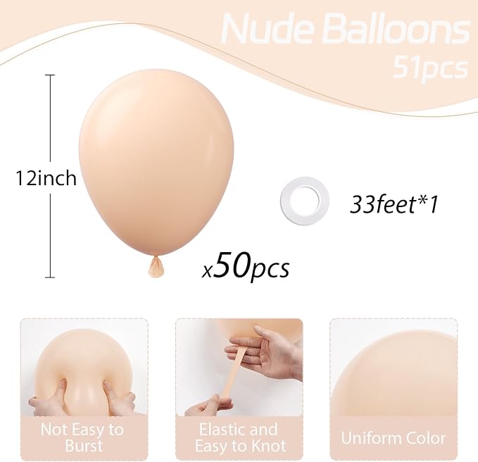 Nude Balloons 12 inch, Baby Shower, Gender Reveal, Birthday Party Decorations - Image 2