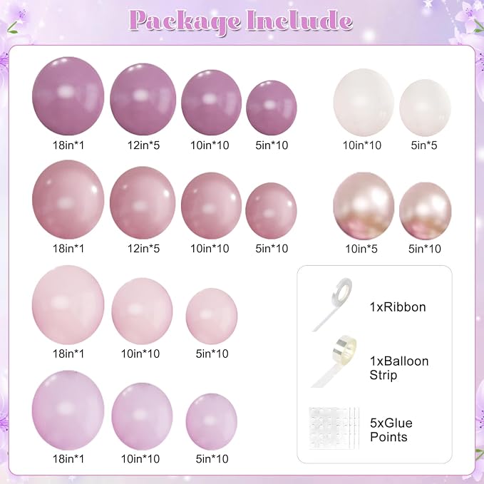 Dusty Purple Balloon Arch Kit for Baby Shower Bridal Shower Decorations | - Image 5