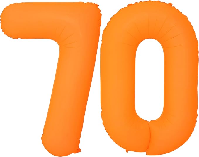 Orange Birthday Number 70 Balloon 40IN Fluorescent Orange 70 Balloon | by YOIOZAIZAI