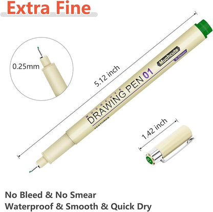 Muchcute 01 Micro Fineliner Drawing Art Pens: 12 Colors 0.25mm Extra Fine Point - Image 3