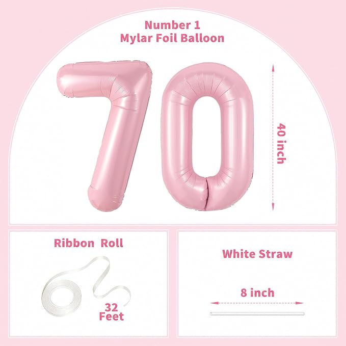 Number Balloons Pink Party Balloon - Image 2