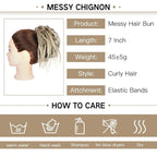HMD Tousled Updo Messy Bun Hairpiece Hair Extension Ponytail With Elastic Rubber Band Updo Ponytail Hairpiece Synthetic Hair Extensions Scrunchies Ponytail Hairpieces for Women