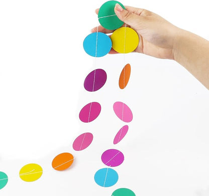 RUBFAC 5pcs Rainbow Circle Dots Paper Garland Party Decorations | Rainbow - Image 4