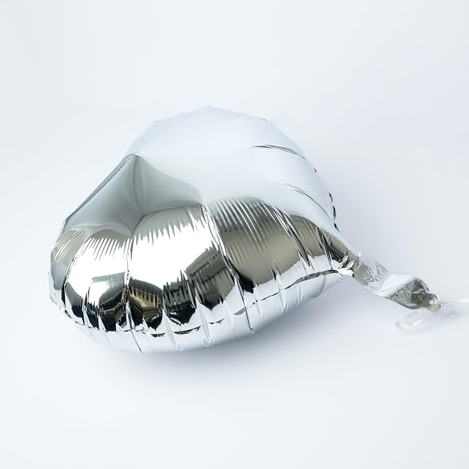 30 Pcs 18 Inch Silver Heart Foil Mylar Helium Balloons - Image 7