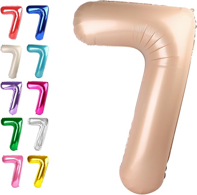 Light Brown Number 7 Balloon 40 inch, Light Brown Birthday Party Decorations | by Upgesy