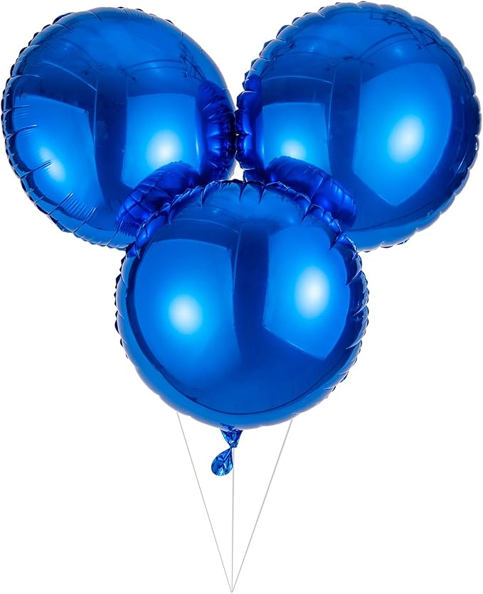 18" Blue Round Shaped Foil Balloons Mylar Helium Balloons - Image 4