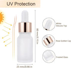 30 Pack 10ml Frosted Glass Dropper Bottles for Essential Oils, 1/3oz Eye Dropper Bottles with Rose Golden Caps for Travel, Mini Empty Glass Tincture Vials with Droppers, Funnels & 30 Labels
