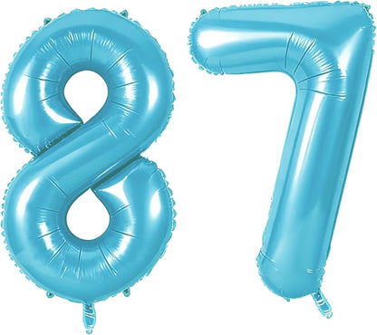 Number 87 Balloons for 87th Birthday Party Decorations, 0-100 Large No.87 by Joycard
