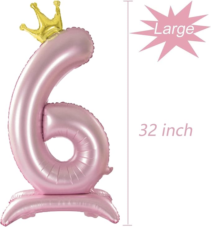 Crown Pink Number 6 Balloon - Image 2