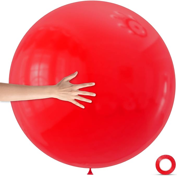 5Pcs Red Big Balloons 36 Inch, Round Large Latex Party Balloons by Qikoolaa