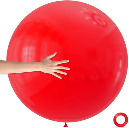 5Pcs Red Big Balloons 36 Inch, Round Large Latex Party Balloons by Qikoolaa