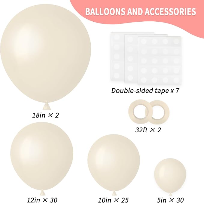 RUBFAC 87pcs Sand White Balloons Different Sizes 18 12 10 5 Inch - Image 2