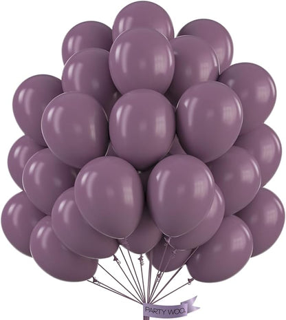 PartyWoo Dusty Purple Balloons 50pcs Lavender Lilac Dark Royal Purple Boho | 12 by PartyWoo