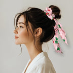 Xmas Candy Cane Pack Of 2 Knotted Bow Hair Scrunchies Gingerbread Man Ponytail Holder Ladies Pink Ribbon Scrunchy Accessory for Christmas
