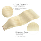 WENNALIFE Tape in Hair Extensions Human Hair, 40pcs 100g 24 inch Bleach Blonde Straight Invisible Reusable Real Hair Extensions