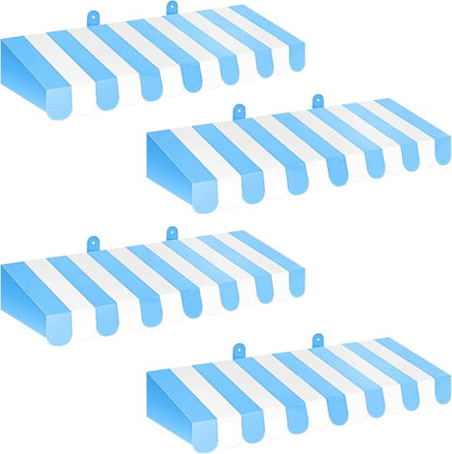 Boao 4 Pack Blue and White Awning Decoration 3D Stripe Cardboard Awning by Boao