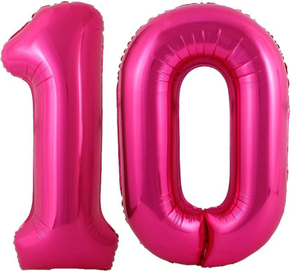 40 Inch Hot Pink 10 Number Balloons Giant 10 Balloons Hot Pink Birthday 10 by LHOAVWE
