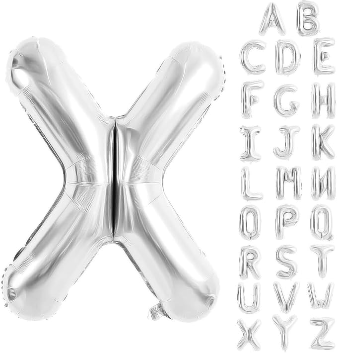Silver Letter Balloons 40 Inch Large Alphabet Balloon Letter X | Foil Mylar Big by YUNSHANGMO