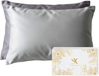 Mulberry Silk Pillowcase for Hair and Skin, Luxury Double Sided Pure Silk Pillowcase, 29x19 Inches, 1Pc (Silver Gray)