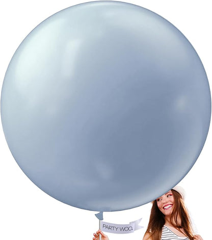 PartyWoo Dusty Blue Balloons 4pcs Slate Blue Boho Neutral Color | 36 Inch by PartyWoo