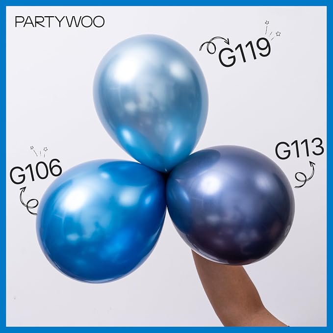 PartyWoo Metallic Blue Balloons 50pcs Chrome Blue Color 12 Inch | Balloons - Image 4