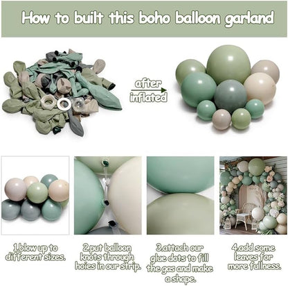 Dusty Green White Sand Balloon Garland - Image 4