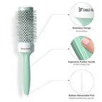 Eagle Fortress Round Brush for Blow Out, Thermal Ceramic Hair Brush for Blow Drying with Ionic Bristle for Professional Blowout Brushing - Green, 43mm