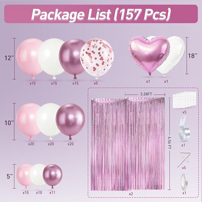 Pink and White Balloons Garland Arch Kit - Image 2