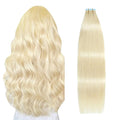 SUYYA Tape in Hair Extensions Bleach Blonde 100% Real Human Hair 24 inches 20pcs 50g/pack Straight Seamless Skin Weft Tape in Hair Extensions Human Hair Bleach Blonde(24 inches #613 Bleach Blonde)