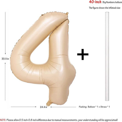 40 In Caramel Number Balloons Helium Foil Mylar latex Balloon Digital 4 | - Image 3