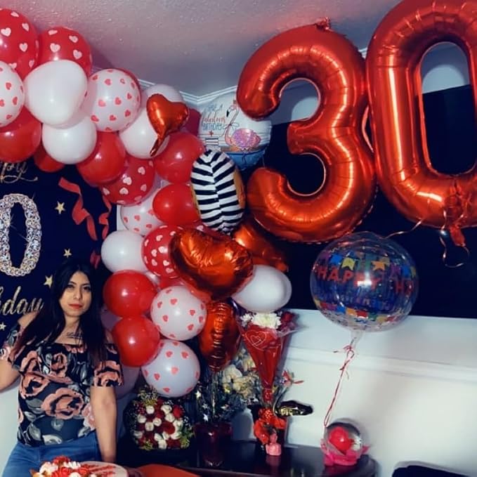 3 Balloon Numbers Party Decorations, 40In Red Balloons - Image 3