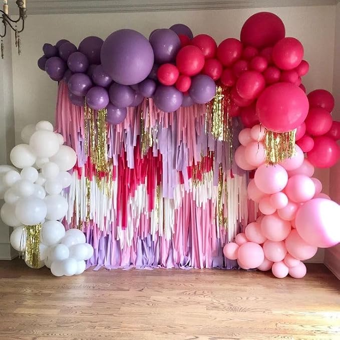 Paready Pink Blue Purple Balloons, 12 Inch Hot Pink Teal Blue Metallic Purple - Image 7
