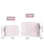 Narwey Small Cute Floral Makeup Bag for Purse Mini Cosmetic Bag Travel Makeup Pouch Zipper Pouch Cute Make up Bags with Compartments for Women Girls (Pink Flower Buds, Small)