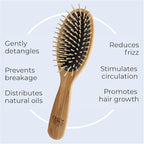 TEK – Large Oval Wooden Brush with Short Pins – Handmade in Italy with Sustainable and Vegan Materials – Safe for All Hair Types Wet or Dry – Gentle Detangler & Anti-Static Properties