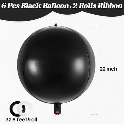 Metallic Black Balloons, 22 Inch Large Sphere Round Balloons - Image 3