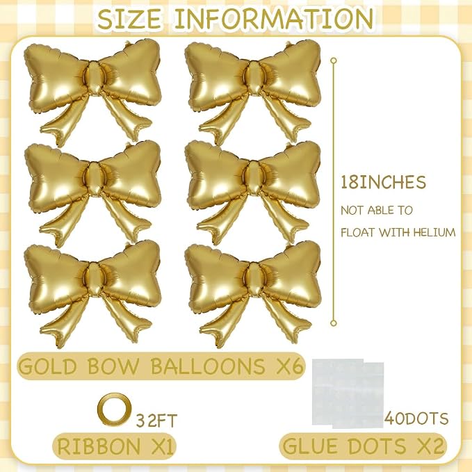 Party Era® 6 Pieces Bow Balloons, Wedding Bridal Shower, Baby Shower, Balloon - Image 5