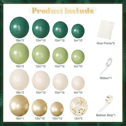Dark Green and Gold Balloons Arch Kit - Image 5